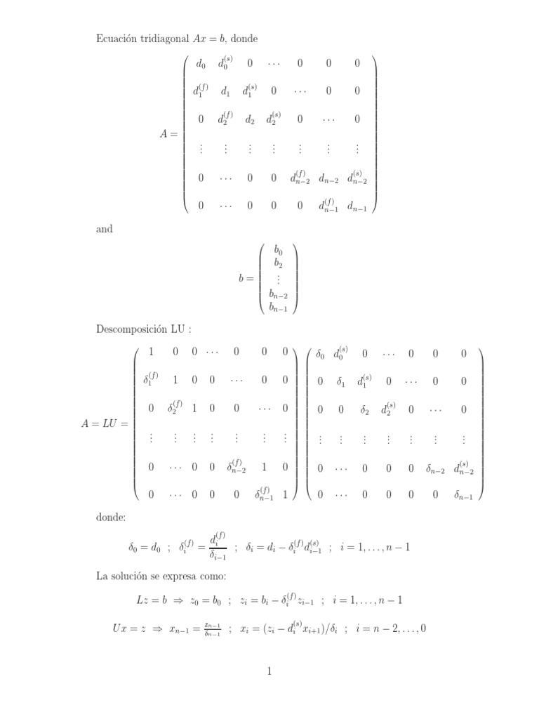 Tridiagonal LU Decomposition | PDF