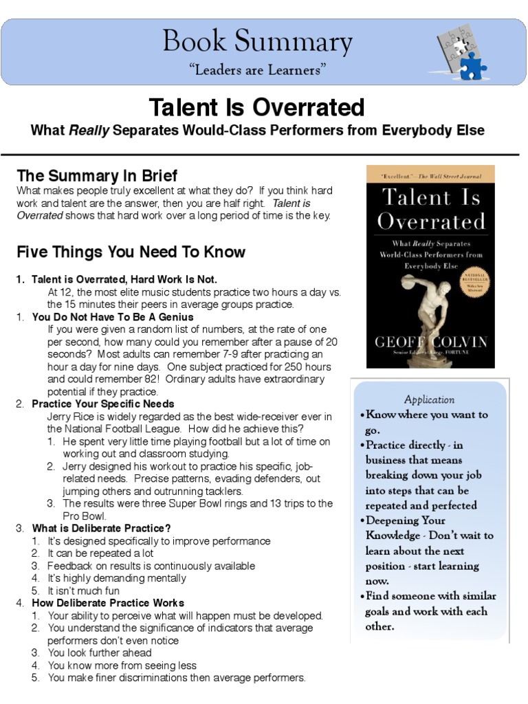 Talent Is Overrated: Key Insights | PDF | Applied Psychology ...