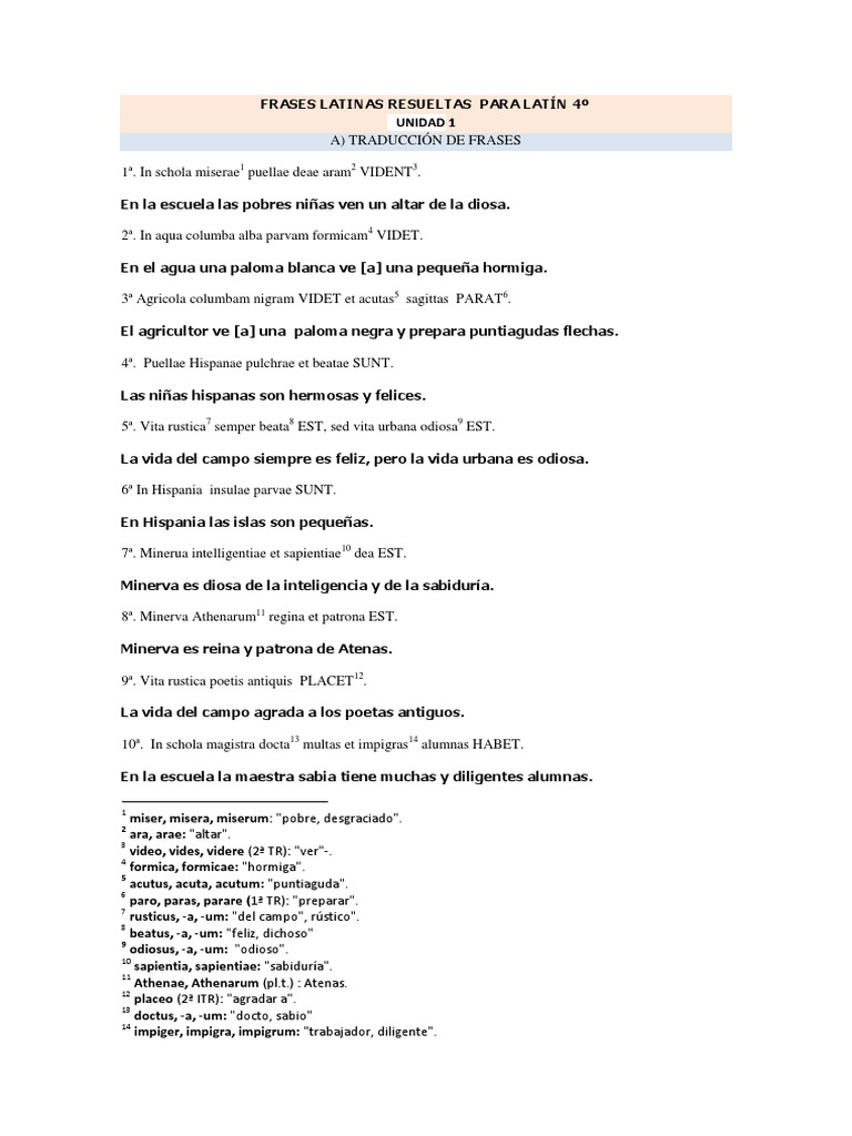 Frases Latinas Resueltas PDF Lingüística Idiomas