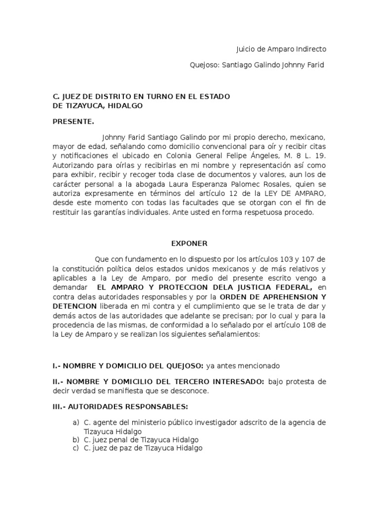 Juicio de Amparo Indirecto | PDF | Derecho Constitucional | Violación