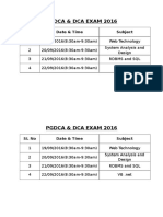 Pgdca & Dca Exam 2016: SL No Date & Time Subject