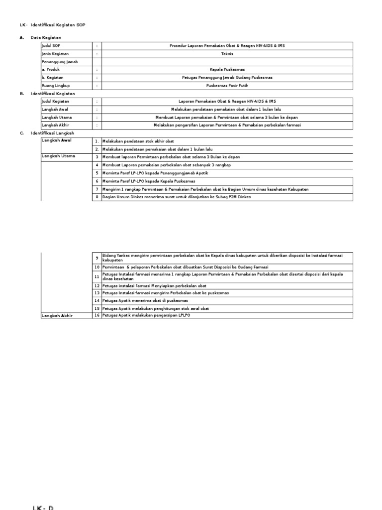 SOP Laporan Permintaan Obat & Reagen HIV - Aids & IMS | PDF