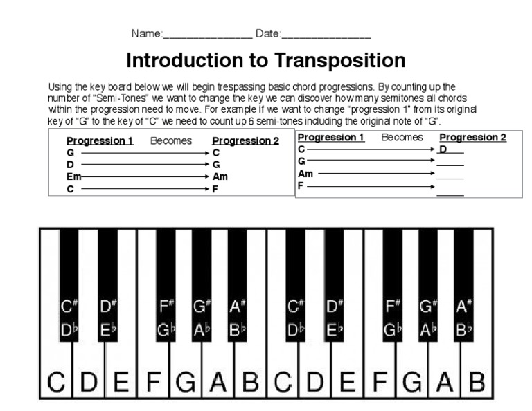 Basic Transposition Work Sheet | PDF