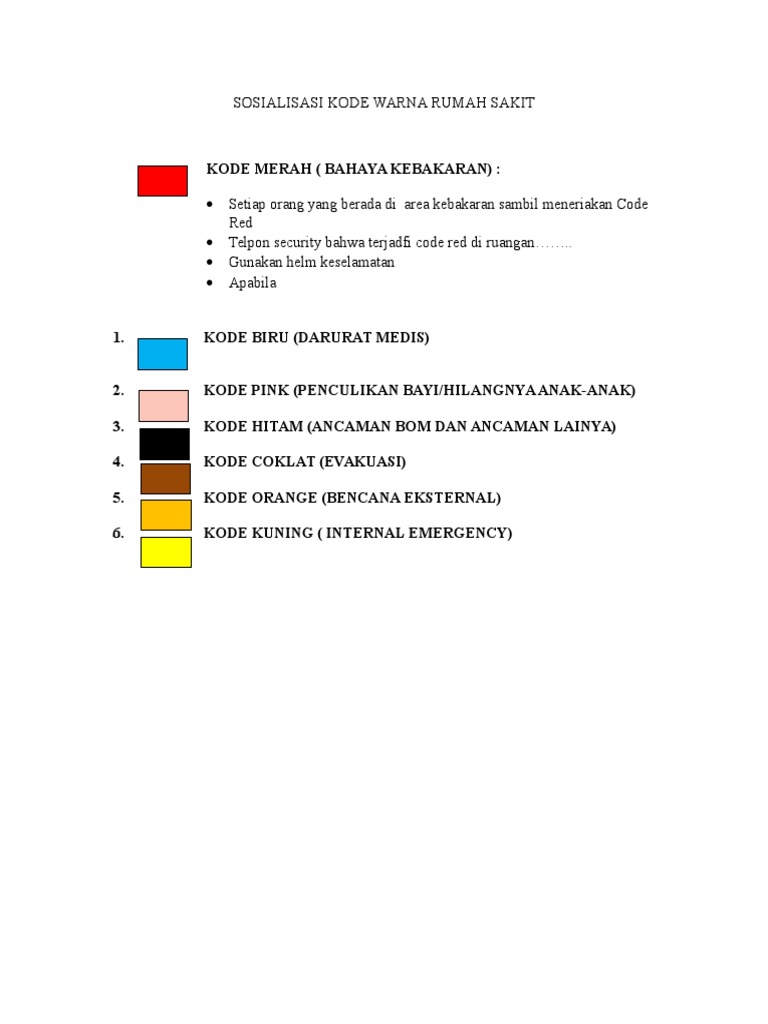 Sosialisasi Kode Warna Rumah Sakit | PDF
