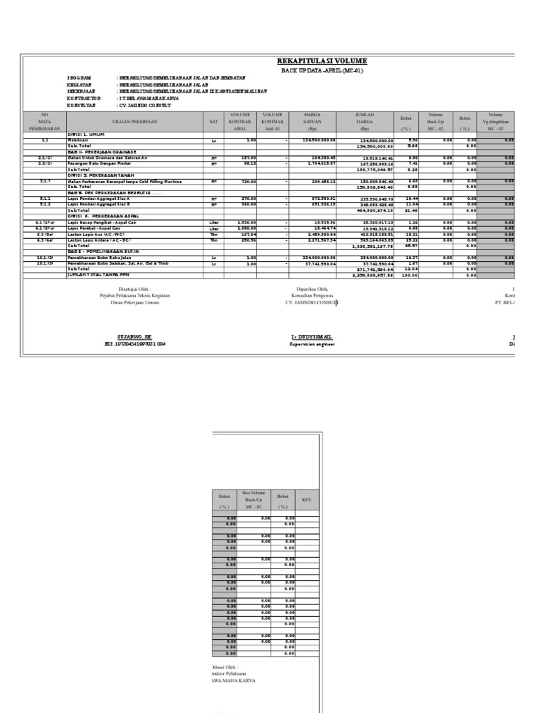 Rekapitulasi Volume: Back Up Data - April (Mc-01) | PDF