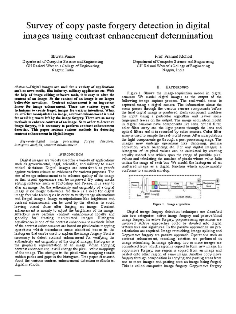 Copy Paste Forgery Survey v 2 | Contrast (Vision) | Data ...