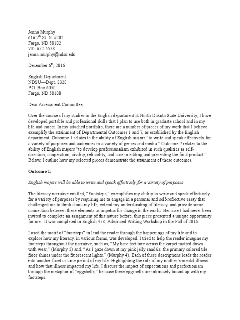 Senior Portfolio Framing Letter | PDF | Usability | Mentorship