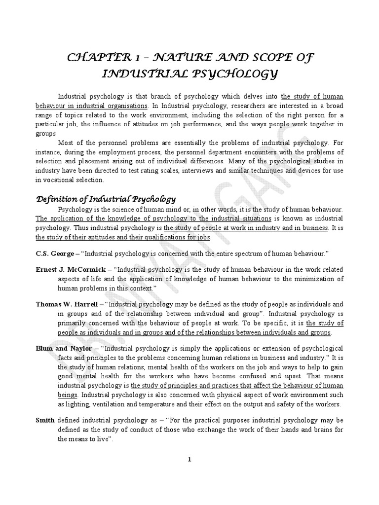 Topic 1 - Introduction To Industrial Psychology | PDF | Industrial And ...