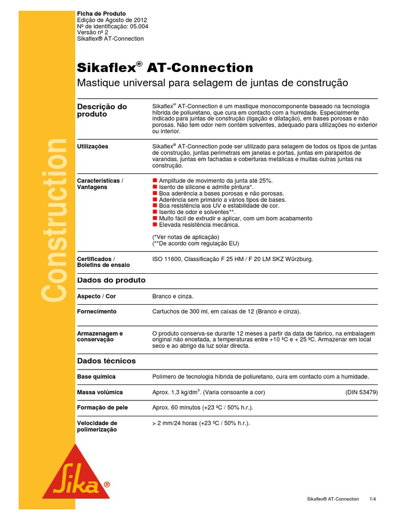Sikaflex at Connection - 05.004 | PDF | Poliuretano | Embalagem e rotulagem