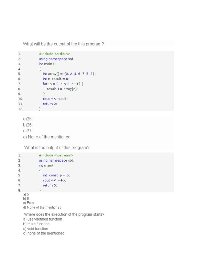 What Will Be The Output of The This Program?: #Include | PDF