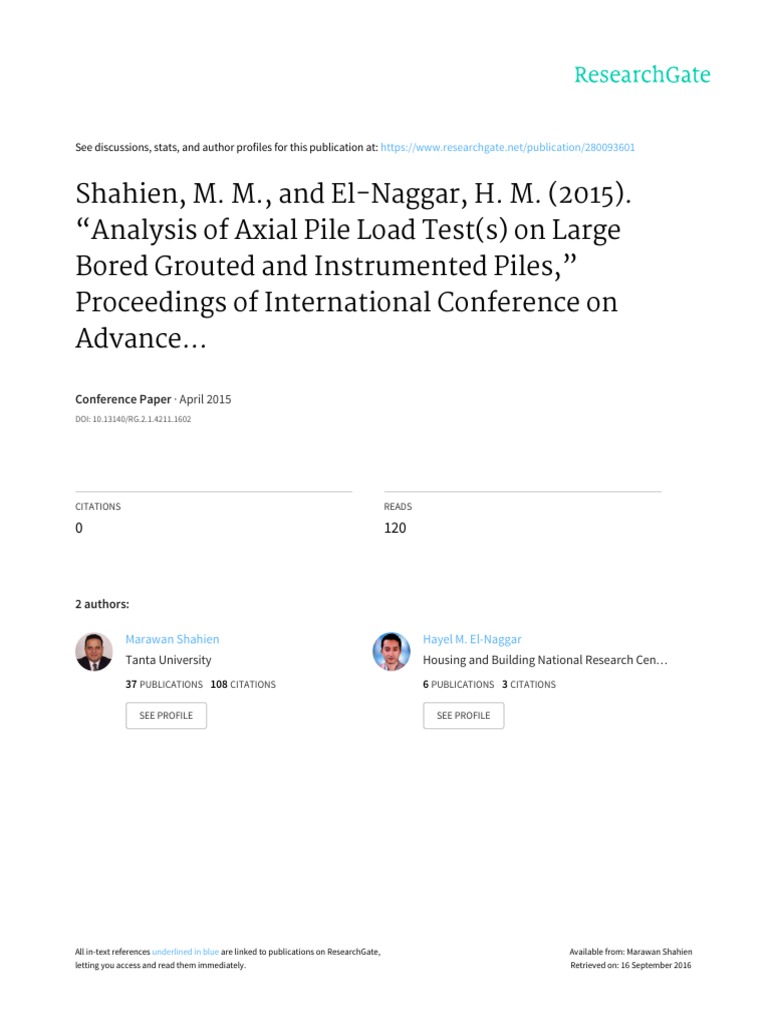 Axial Load Tests on Grouted Piles Analysis | PDF | Deep Foundation ...