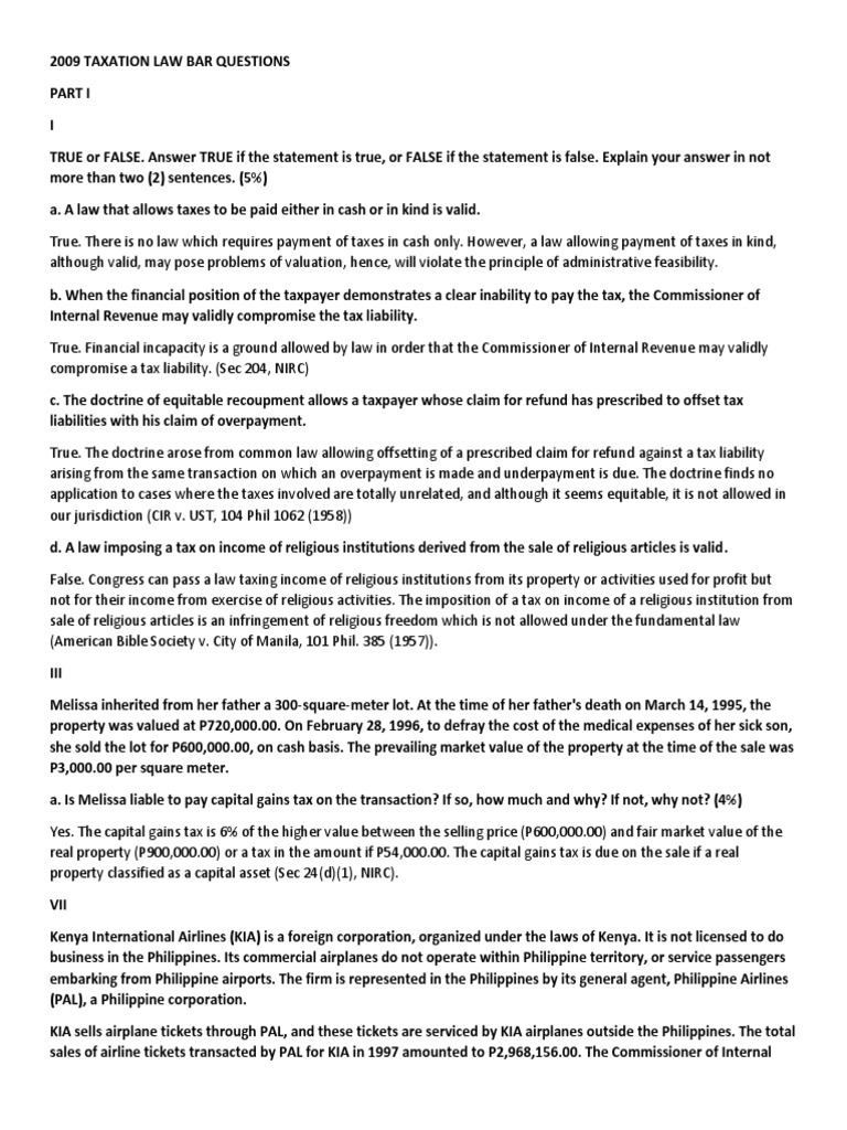 2009-taxation-law-bar-questions-pdf-tax-refund-trust-law