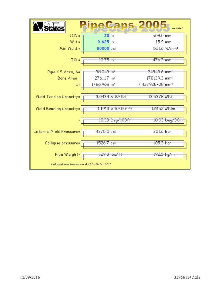 Calculations Based On API Bulletin 5C3 | PDF