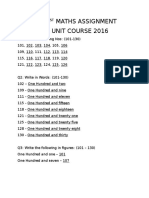 STD 1 Maths Assignment FA Unit Course 2016