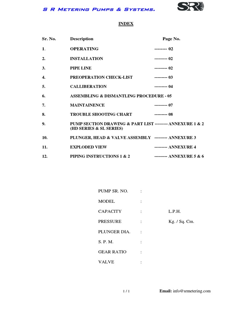 Dosing Pump Installation & Maintenance Guide | PDF | Pump | Valve