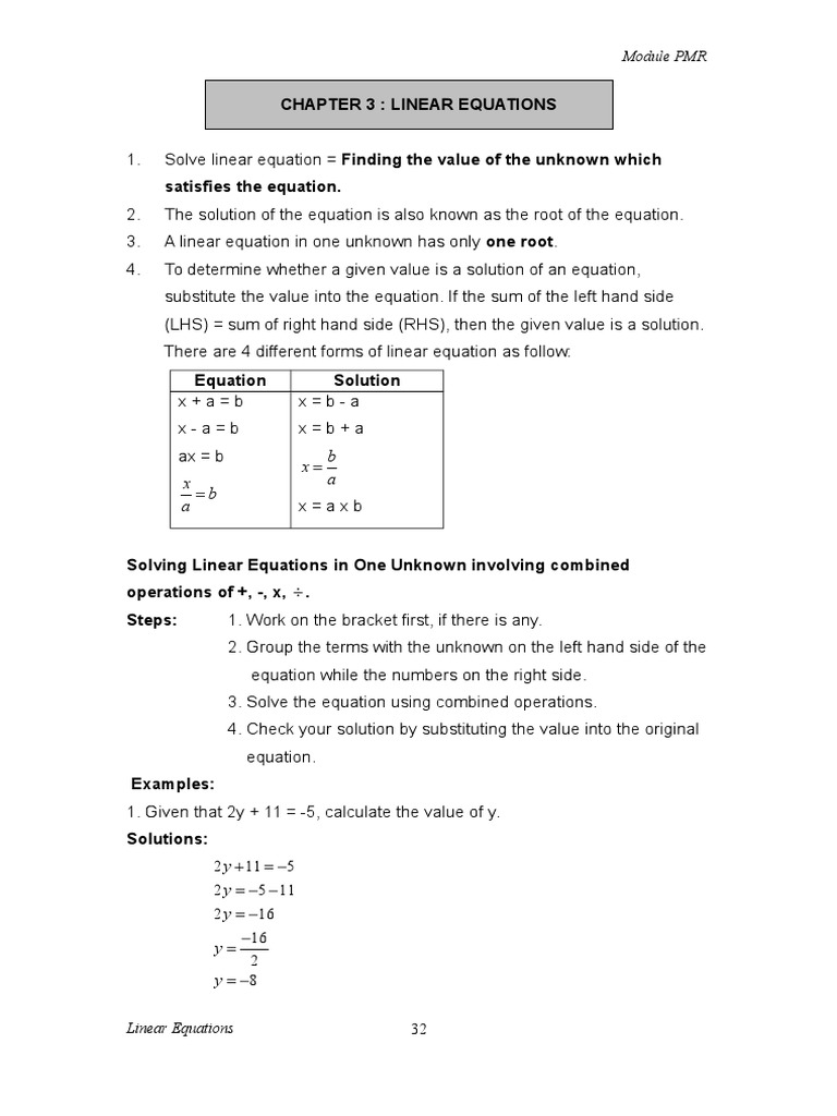 Chapter 3 Linear Equations | PDF | Equations | Applied Mathematics