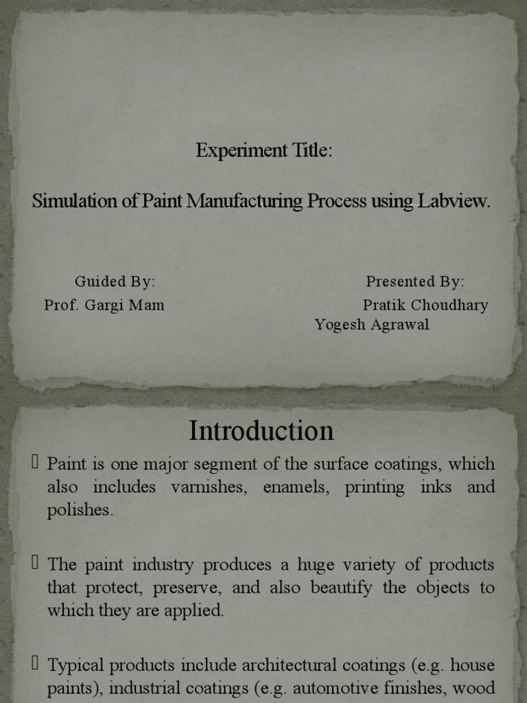 Simulation of Paint Manufacturing Process PDF Paint Materials
