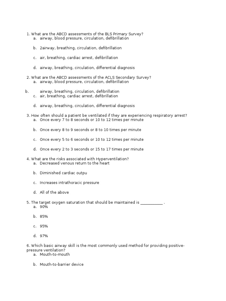 Acls Questions Cardiopulmonary Resuscitation Stroke