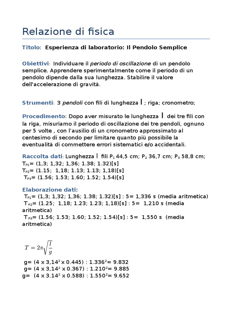 Relazione Di Fisica Sulla Molla Pdf