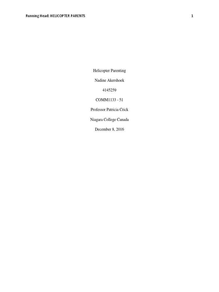 helicopter parenting essay - nadine | Parenting ...