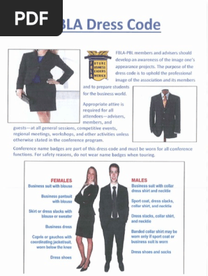 dress code for fbla Reminder about SBLC Code! Appropriate professional attire is required in all conference areas and during competition! WA follows the National Dress all of our conferences How to Dress for FBLA