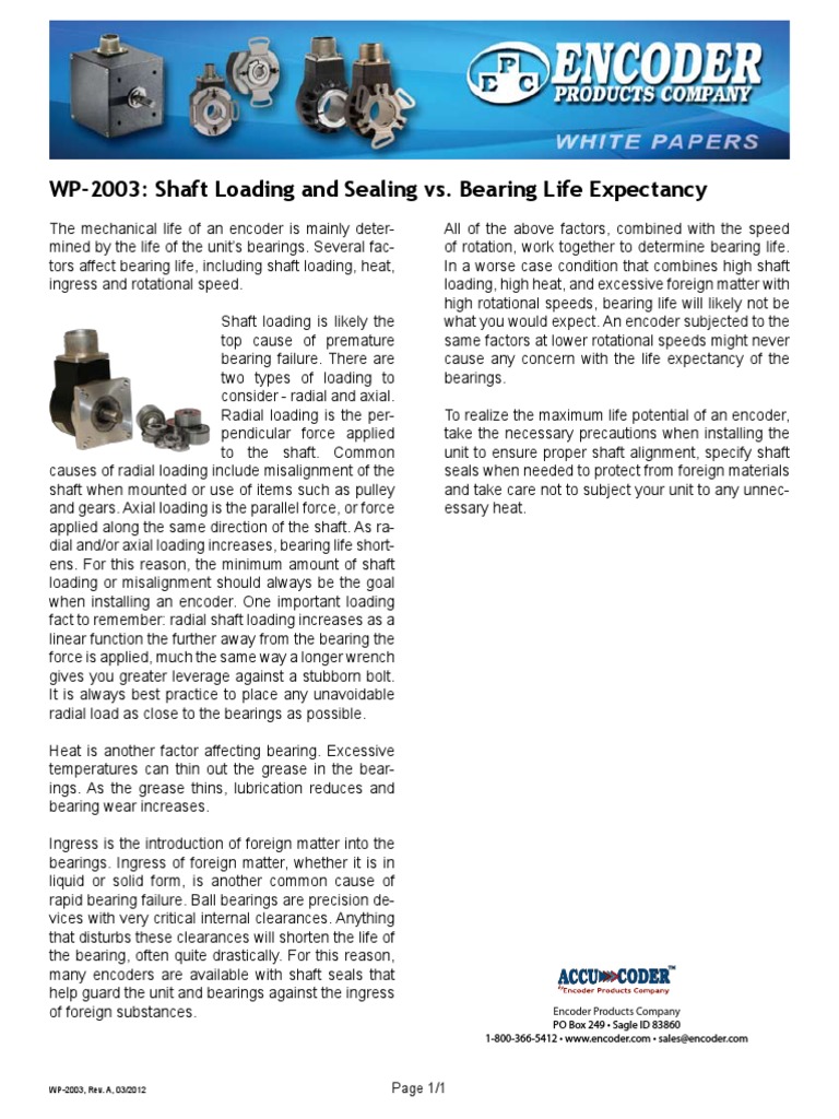 WP2003 Shaft Loading and Sealing vs. Bearing Life Expectancy PDF
