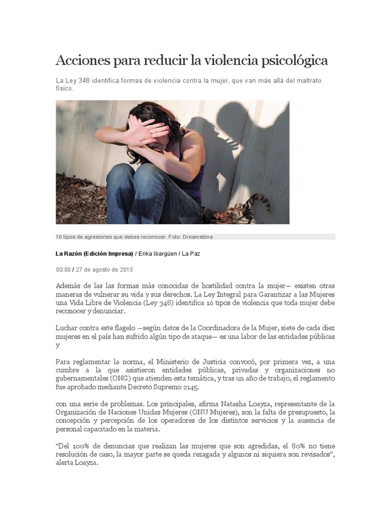 Acciones para Reducir La Violencia Psicológica | PDF | Violencia | Color
