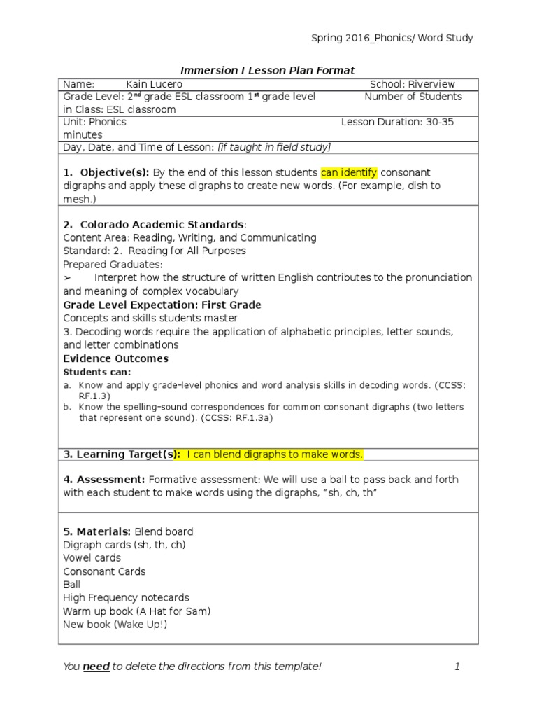 Phonics Lesson Plan PDF Phonics Consonant