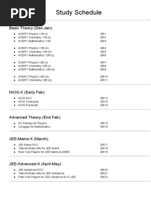 Study Schedule