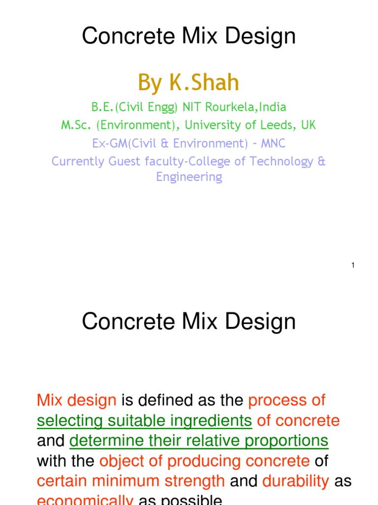 Concrete Mix Design Techniques and Calculations | PDF