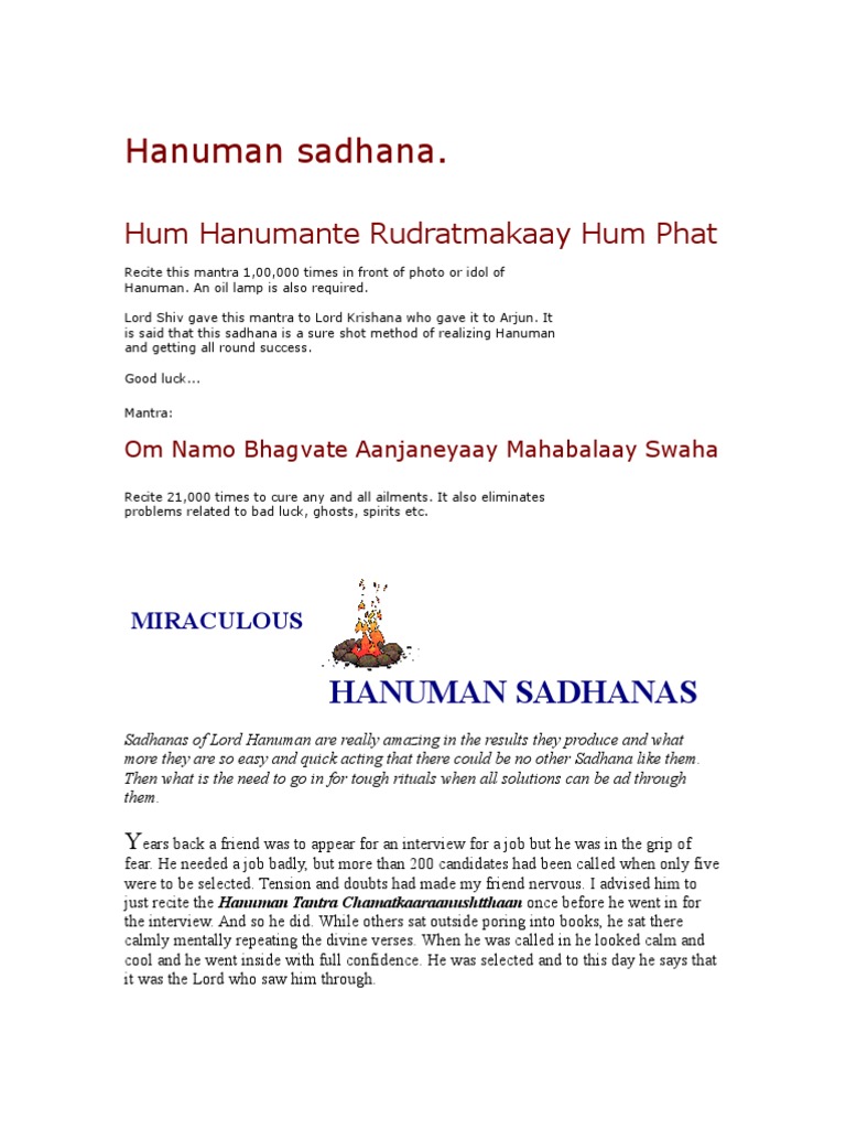 Hanuman Sadhana | PDF | Mantra | Prayer