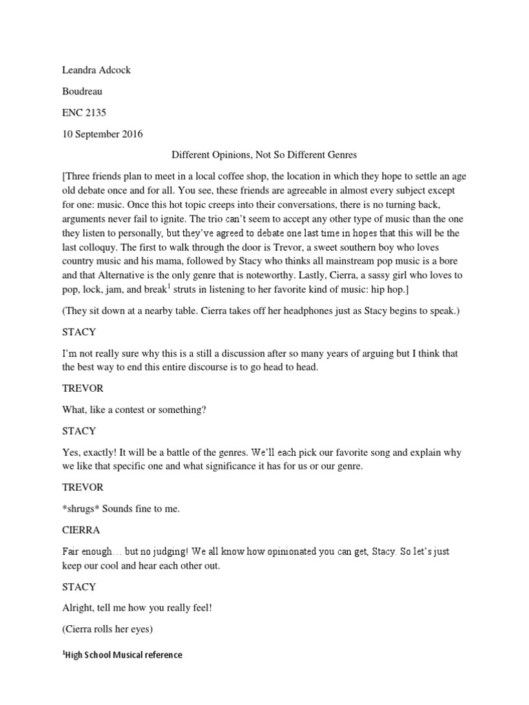 Project 1 Third Draft Leandra Adcock | PDF | Song Structure | Entertainment