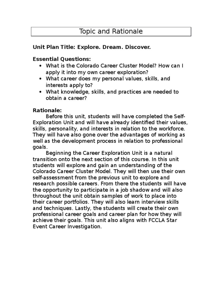 Edct Unit Plan Topic and Rationale | PDF