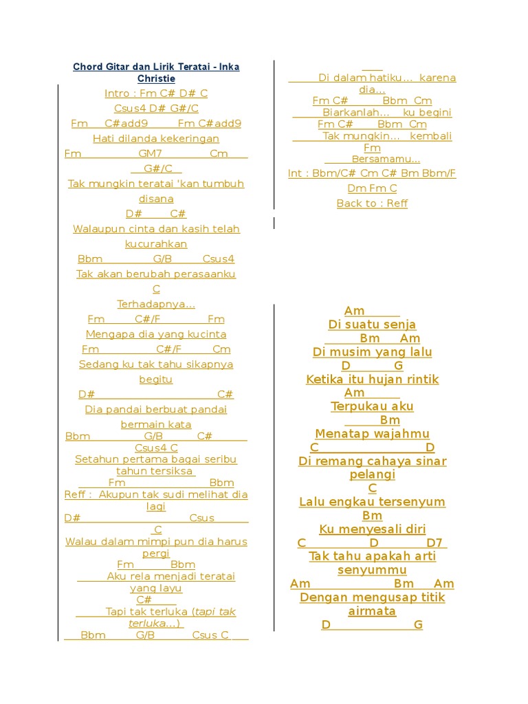 Chord Gitar Dan Lirik Teratai