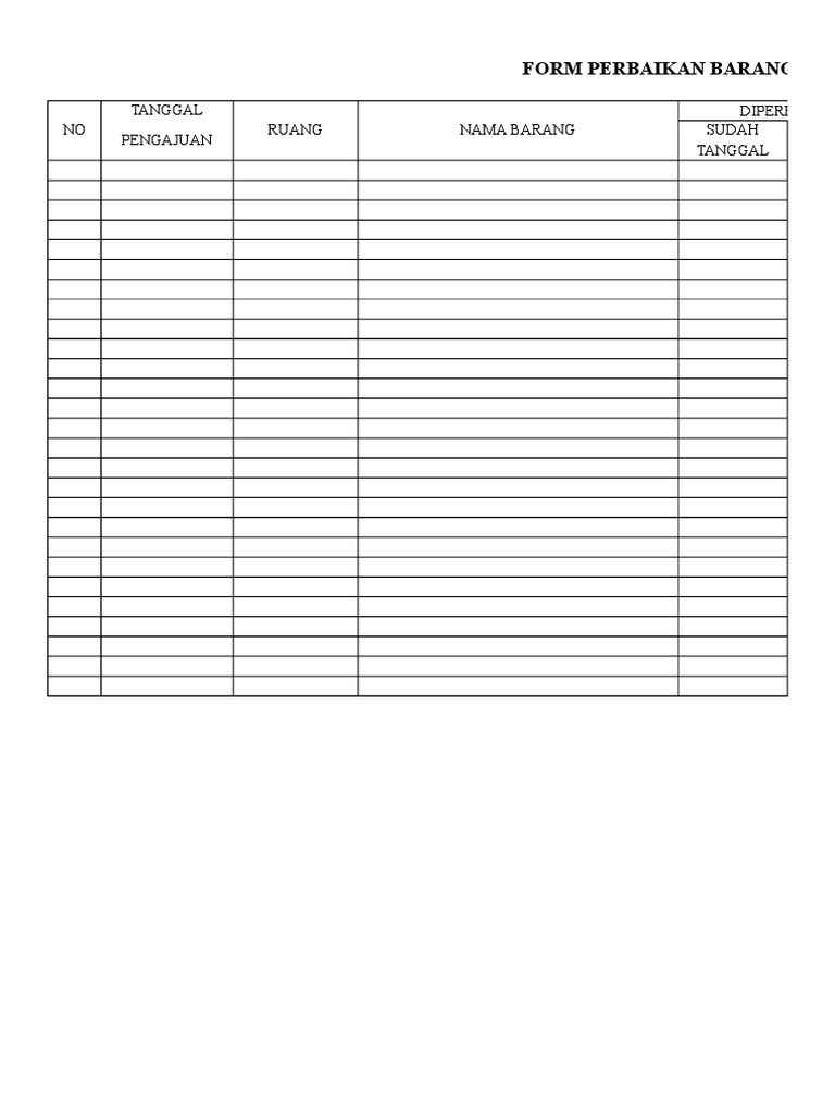 Form Perbaikan Barang RSIA | PDF