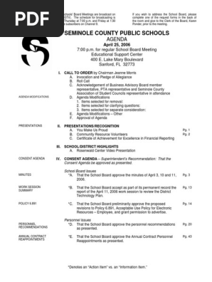 2006-04-25 Seminole County Public Schools - Full Agenda-1580 | PDF |  Privacy | Computer Network