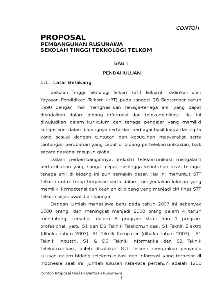 Contoh Isi Proposal Pembangunan Rususnawa