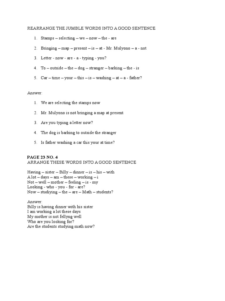 Rearranging Jumbled Sentences Guide | PDF | Language Arts & Discipline ...