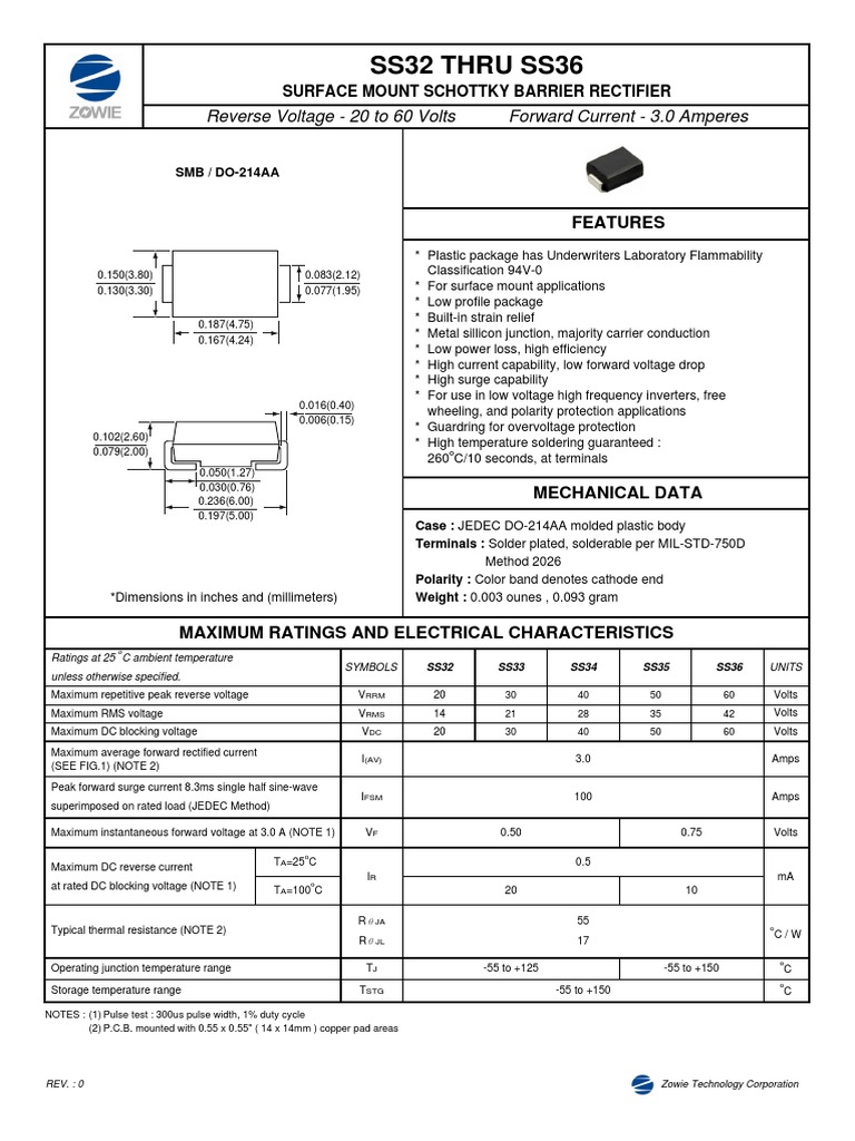 Ss32 Thru Ss36: Reverse Voltage - 20 To 60 Volts Forward Current - 3.0 ...