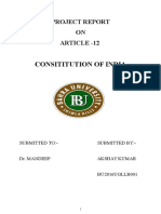 Consititution of India: Project Report ON Article - 12