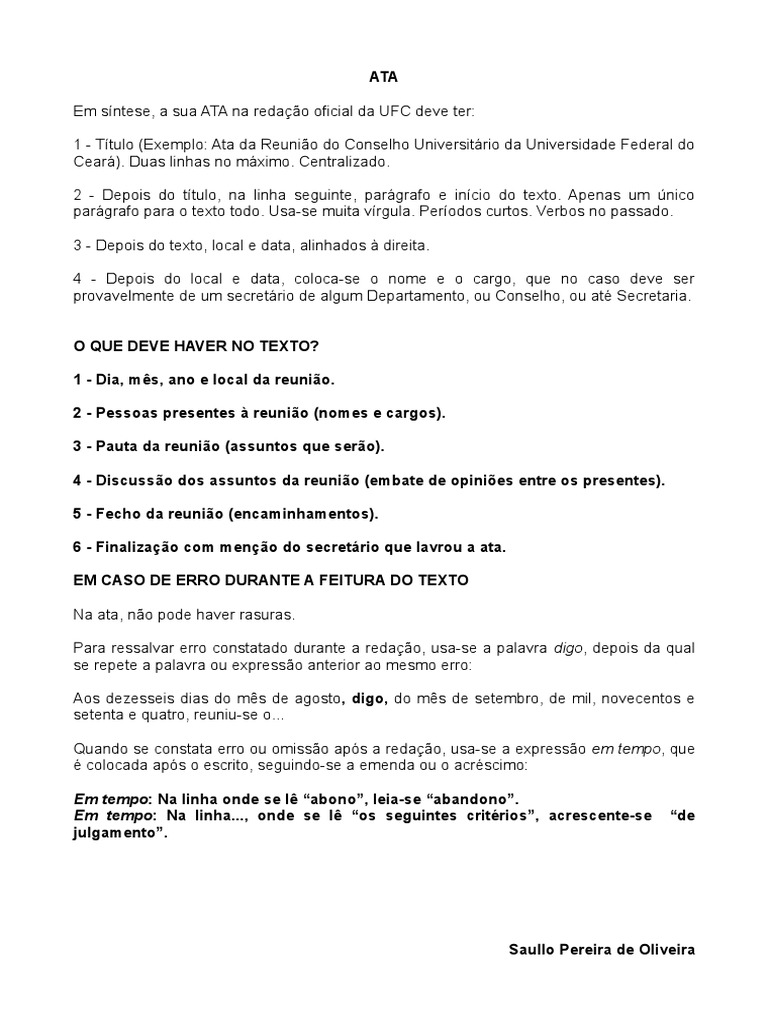 Estrutura Da Ata PDF | PDF