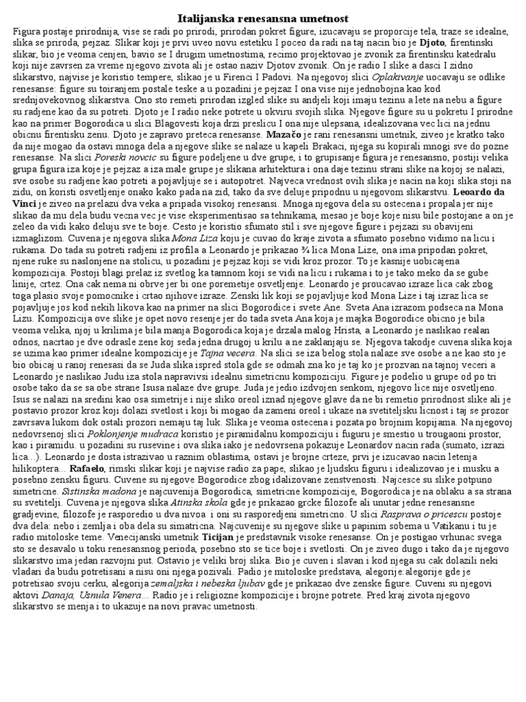 Italijanska Renesansa | PDF