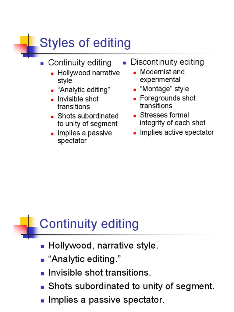 Styles of Editing Continuity Editing Discontinuity Editing PDF Cognitive Science Epistemology