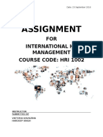 Assignment: FOR International HR Management Course Code: Hri 1002