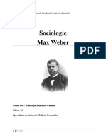 Sociologie Max Weber: Coala Postliceală Sanitară Fundeni" Ș