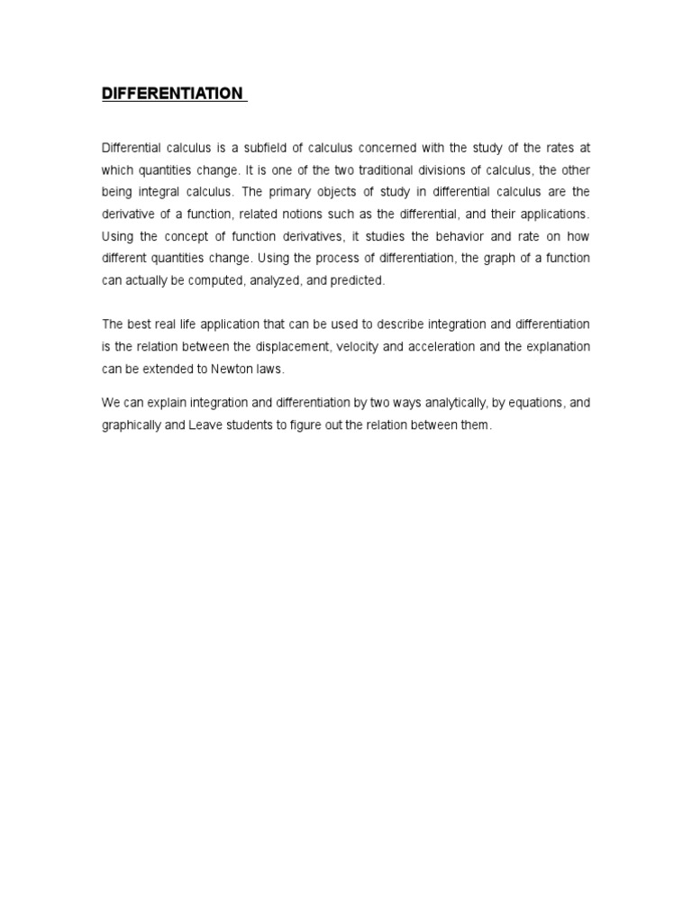 Differential Calculus Is A Subfield of Calculus | PDF | Differential ...