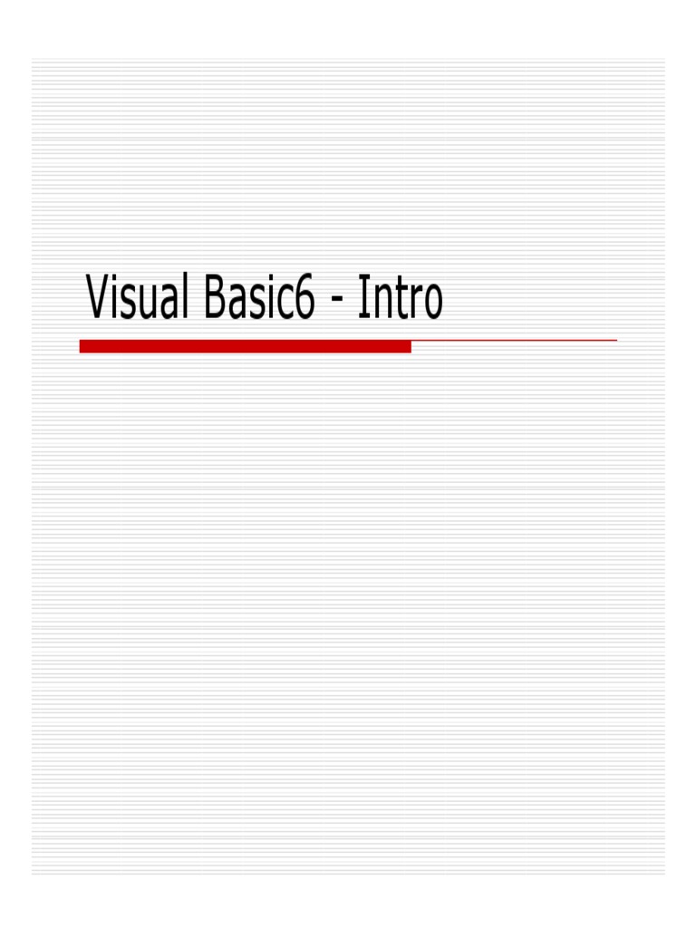 Visual Basic Intro | Download Free PDF | Computer Program | Programming