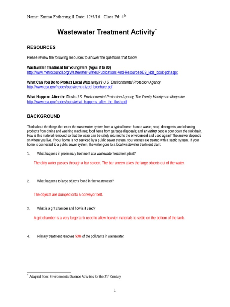 Wastewater Treatment Process Explained | PDF | Sewage Treatment ...