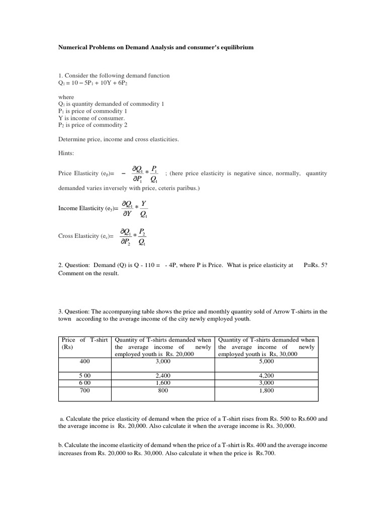 Demand Analysis and Elasticity Calculations | PDF | Price Elasticity Of ...