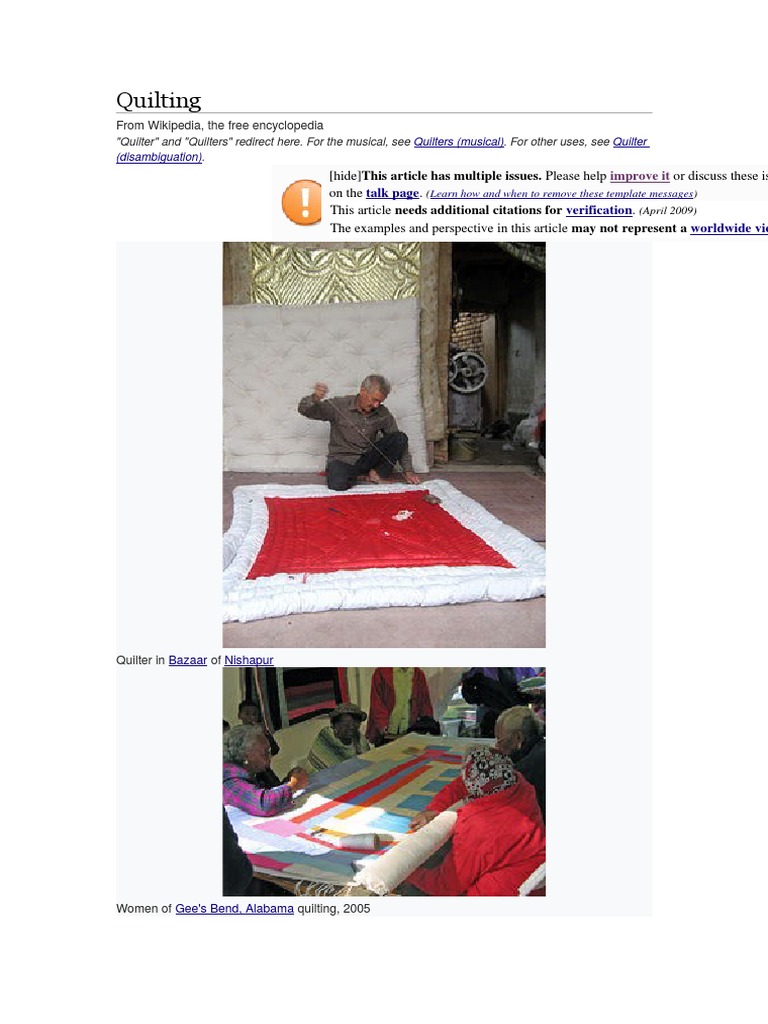 Quilting From Wikipedia, The Free Encyclopedia PDF Quilting Quilt